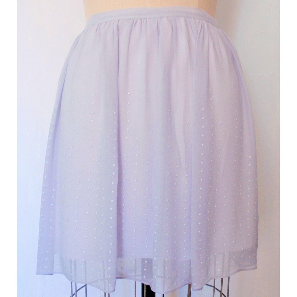 CLUB MONACO LAVENDER PURPLE SILK CHIFFON ENAMEL DOTS COQUETTE MINI SKIRT 10 NWT